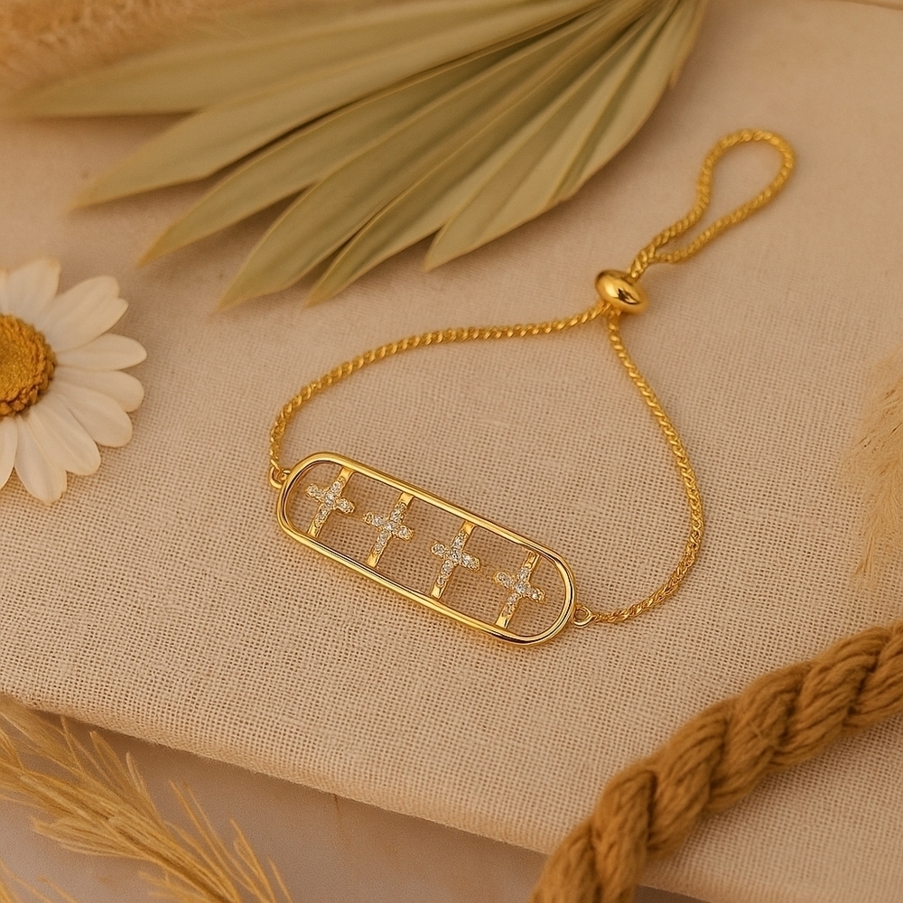 💥 Pretty Bird 24K Yellow Gold Plated Cross Bracelet – Lariat Style